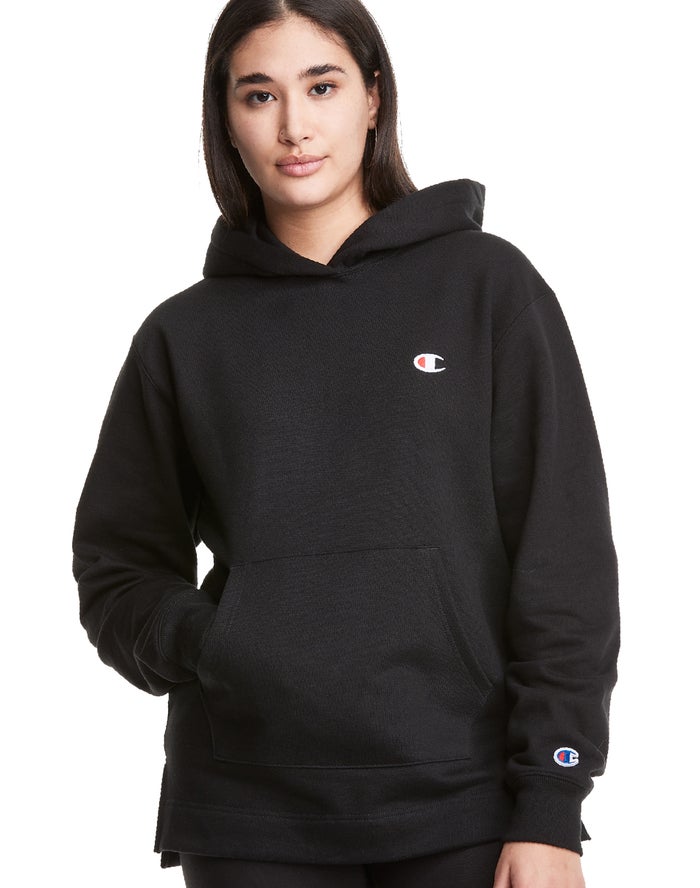 Champion Reverse Weave Open Bottom Kadın Kapşonlu Sweatshirt Siyah ( ZFQXIH526 )